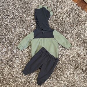 Carter's Green and Black Dino Hoodie Set